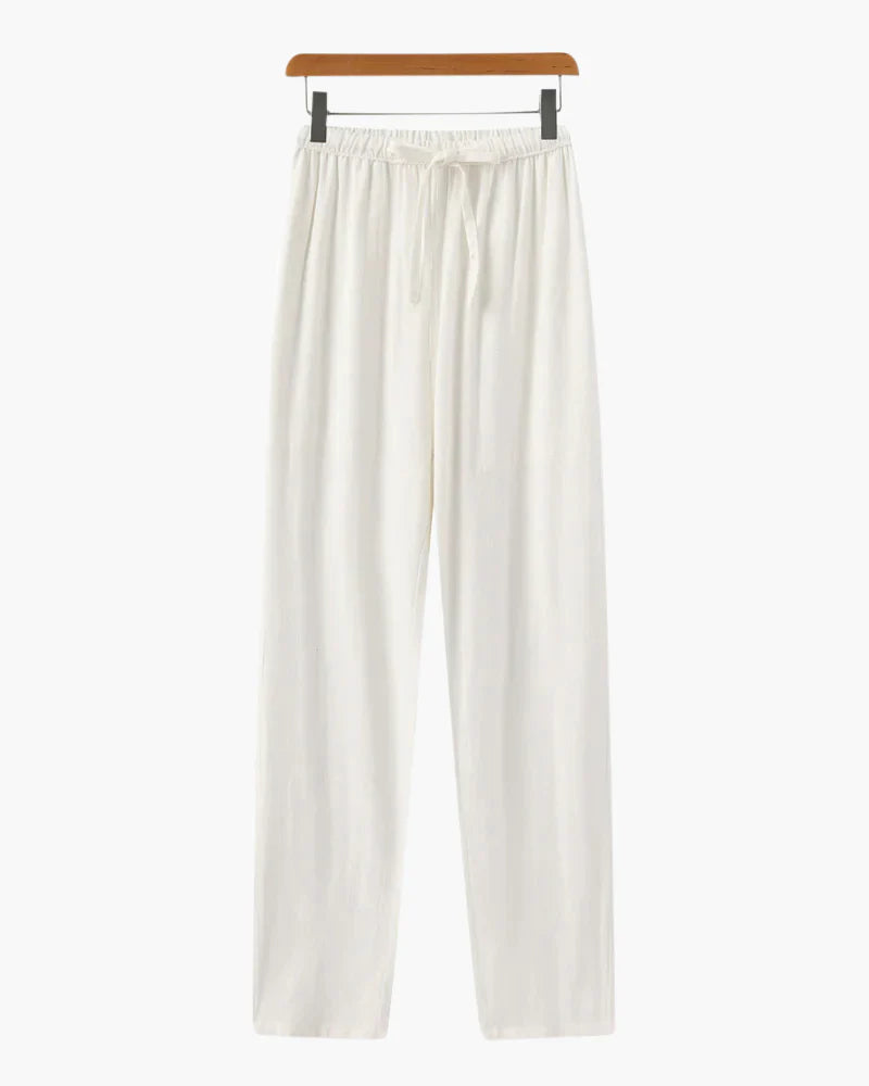Relaxte Leinenhose mit Tunnelzug